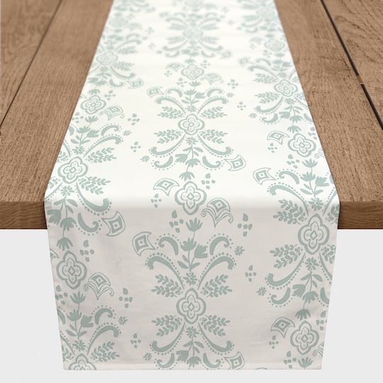 90" Floral Crest Cotton Twill Table Runner